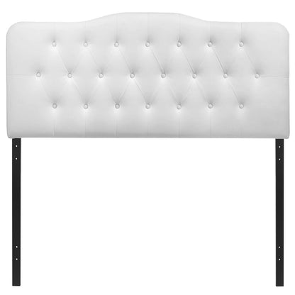 Annabel King Vinyl Headboard, White Faux Leather