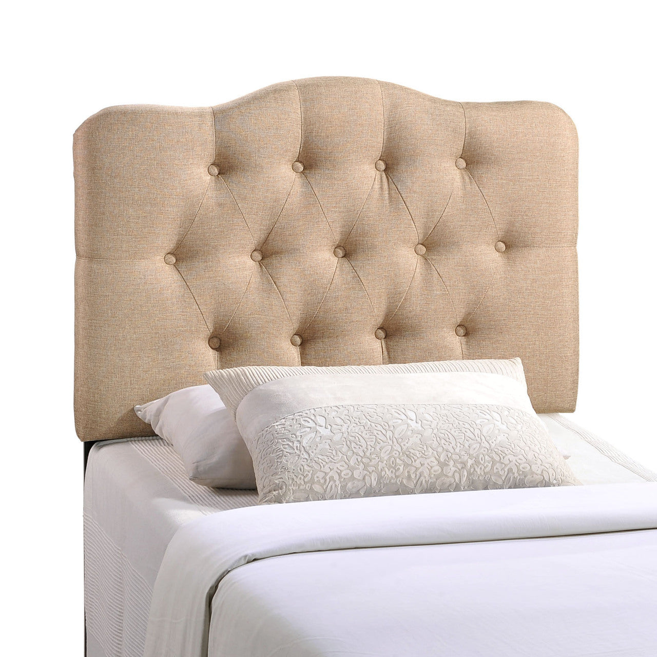 Annabel Twin Fabric Headboard, Beige Fabric