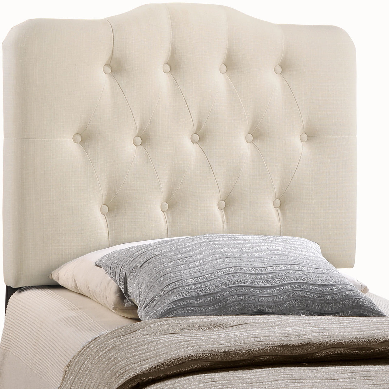 Annabel Twin Fabric Headboard, Ivory Fabric