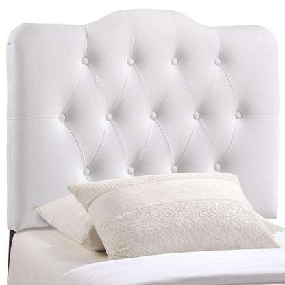 Annabel Twin Vinyl Headboard, White Faux Leather