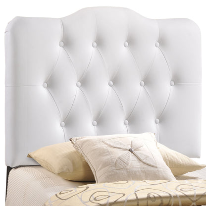 Annabel Twin Vinyl Headboard, White Faux Leather