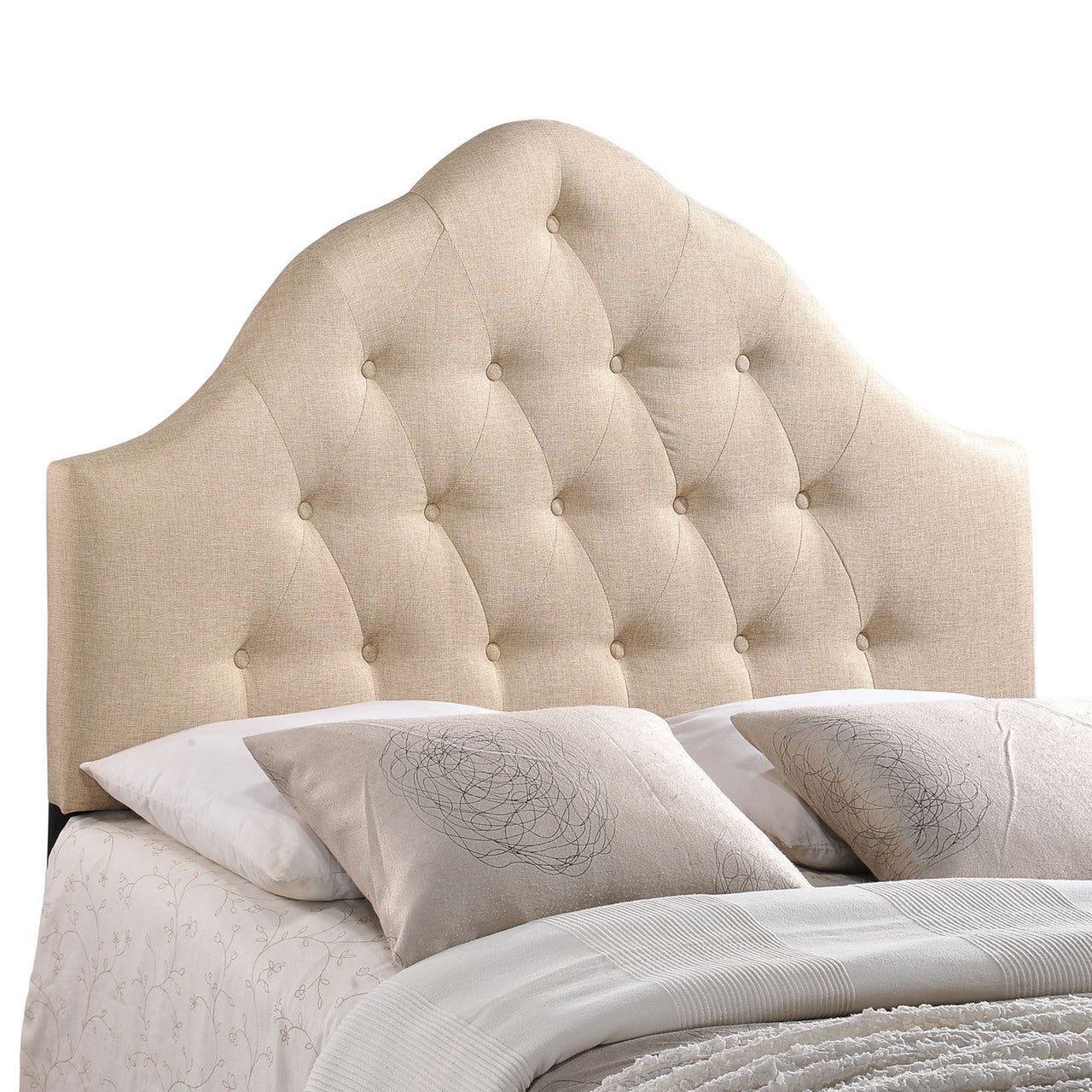 Sovereign Queen Fabric Headboard, Beige Fabric