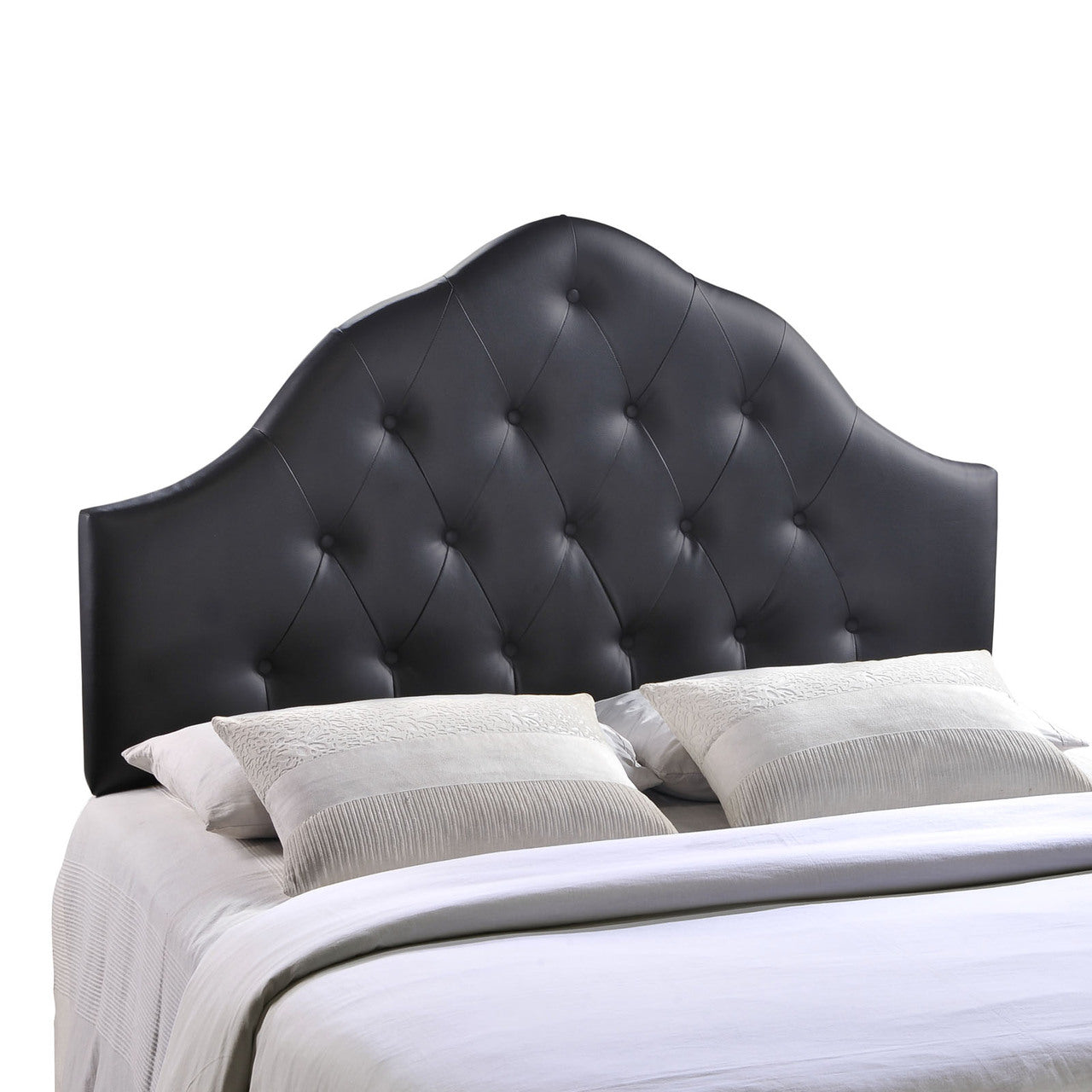 Sovereign Queen Vinyl Headboard, Black Faux Leather