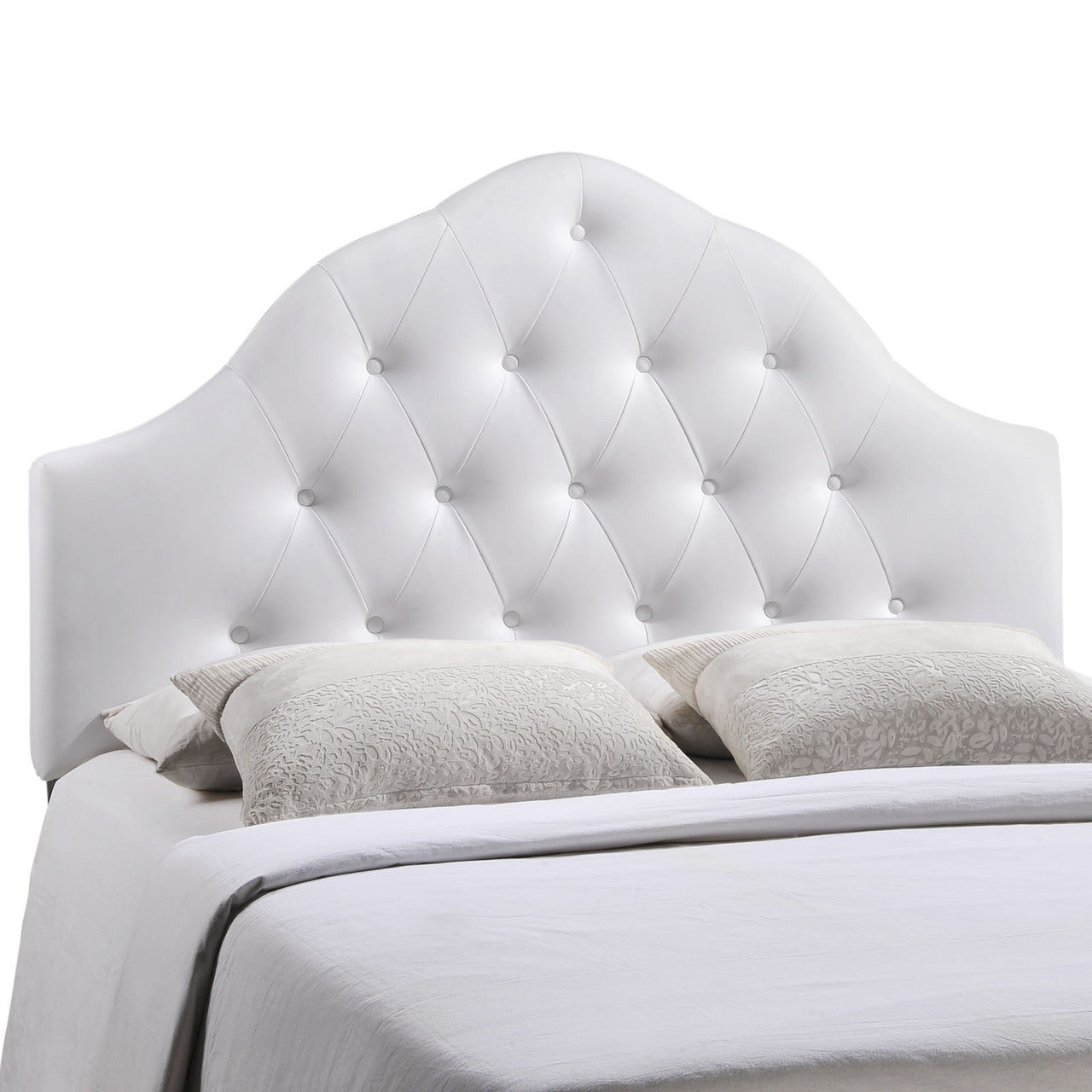 Sovereign Queen Vinyl Headboard, White Faux Leather