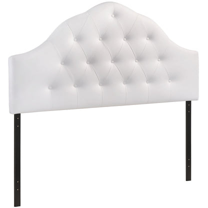 Sovereign Queen Vinyl Headboard, White Faux Leather