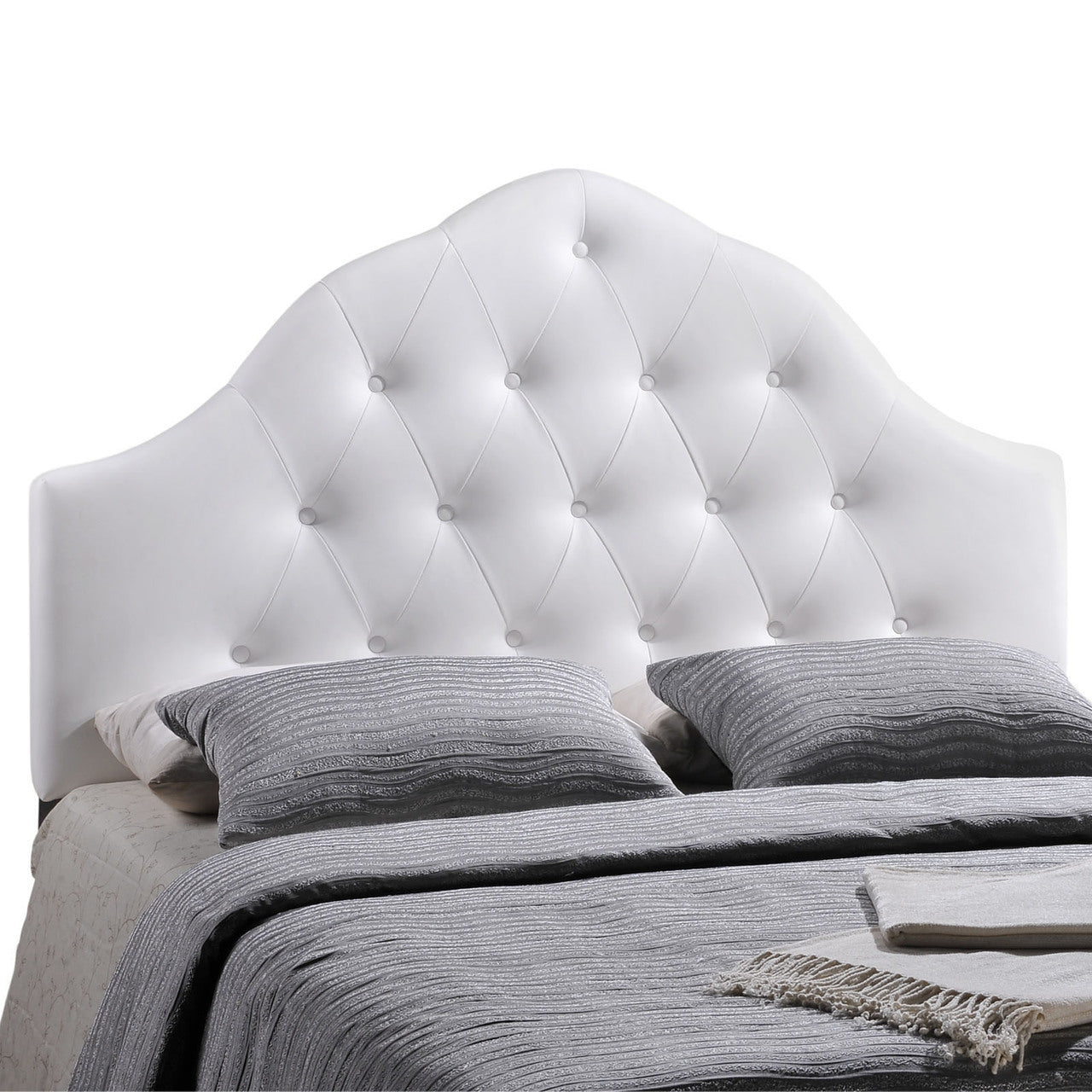 Sovereign Full Vinyl Headboard, White Faux Leather