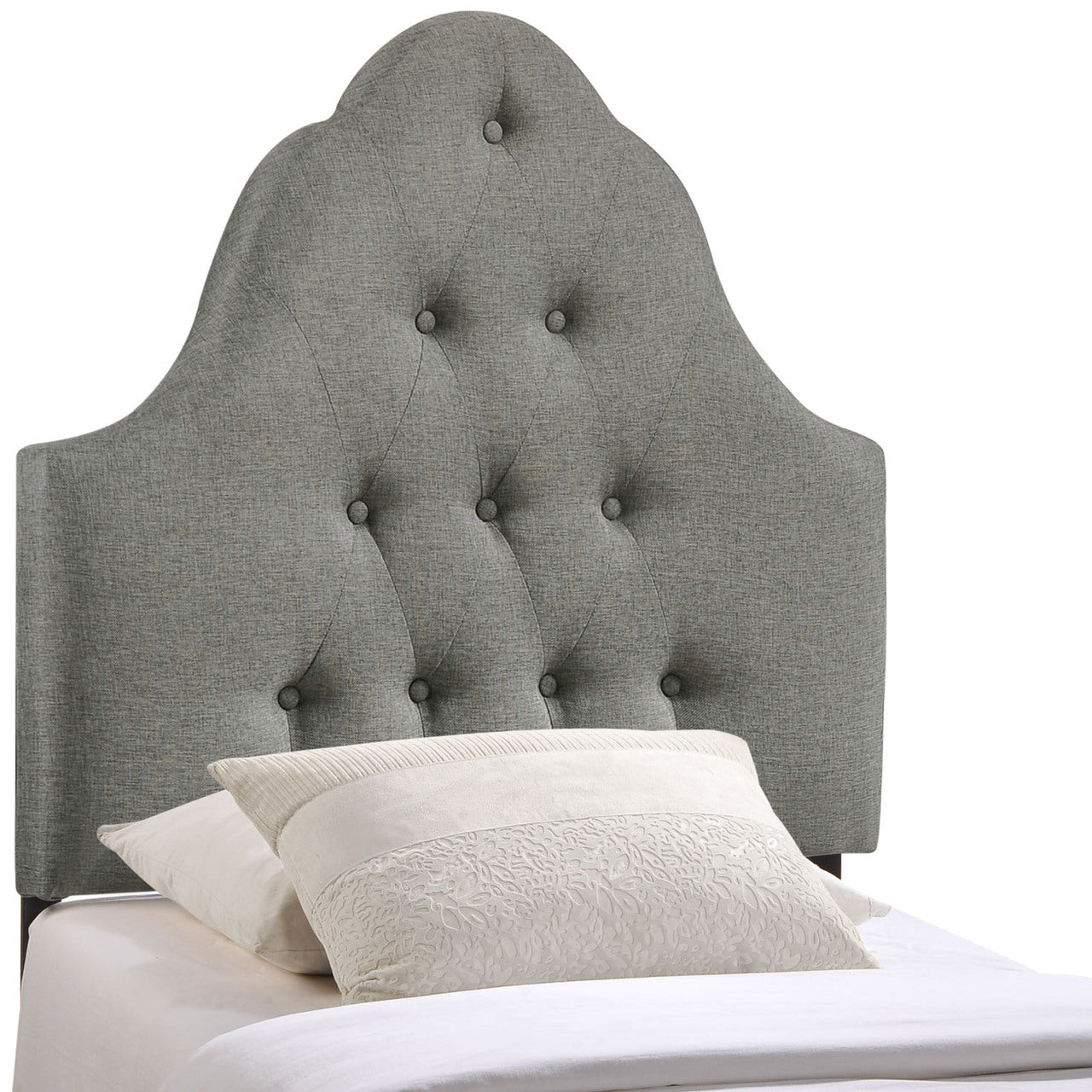 Sovereign Twin Fabric Headboard, Grey Fabric