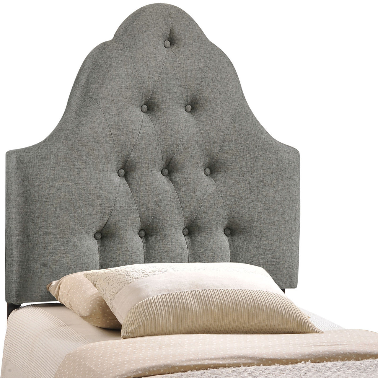 Sovereign Twin Fabric Headboard, Grey Fabric
