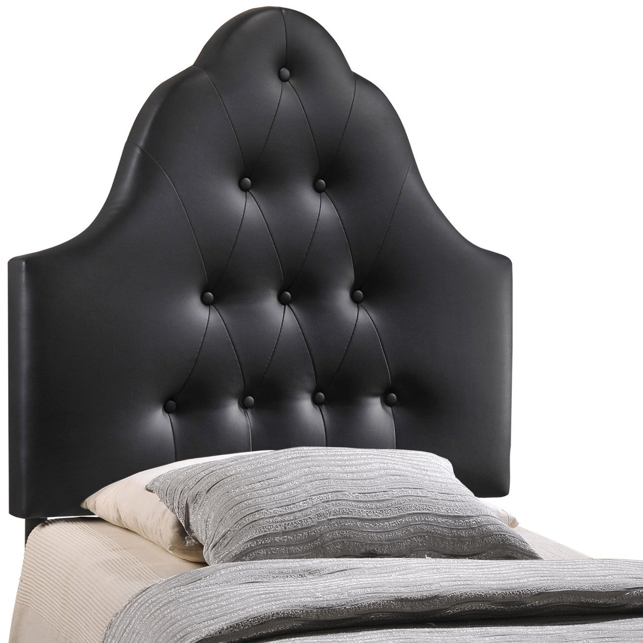 Sovereign Twin Vinyl Headboard, Black Faux Leather