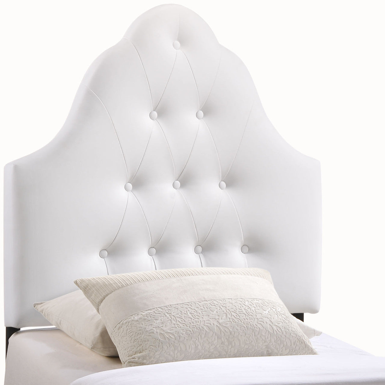 Sovereign Twin Vinyl Headboard, White Faux Leather
