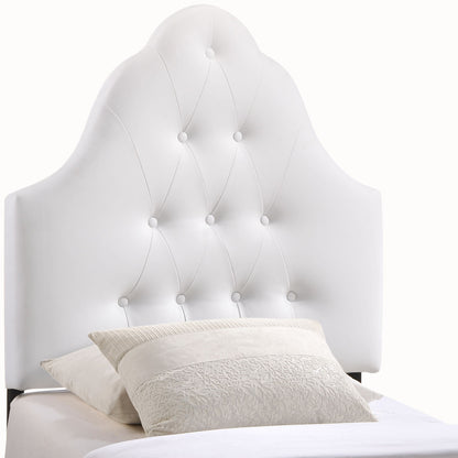 Sovereign Twin Vinyl Headboard, White Faux Leather