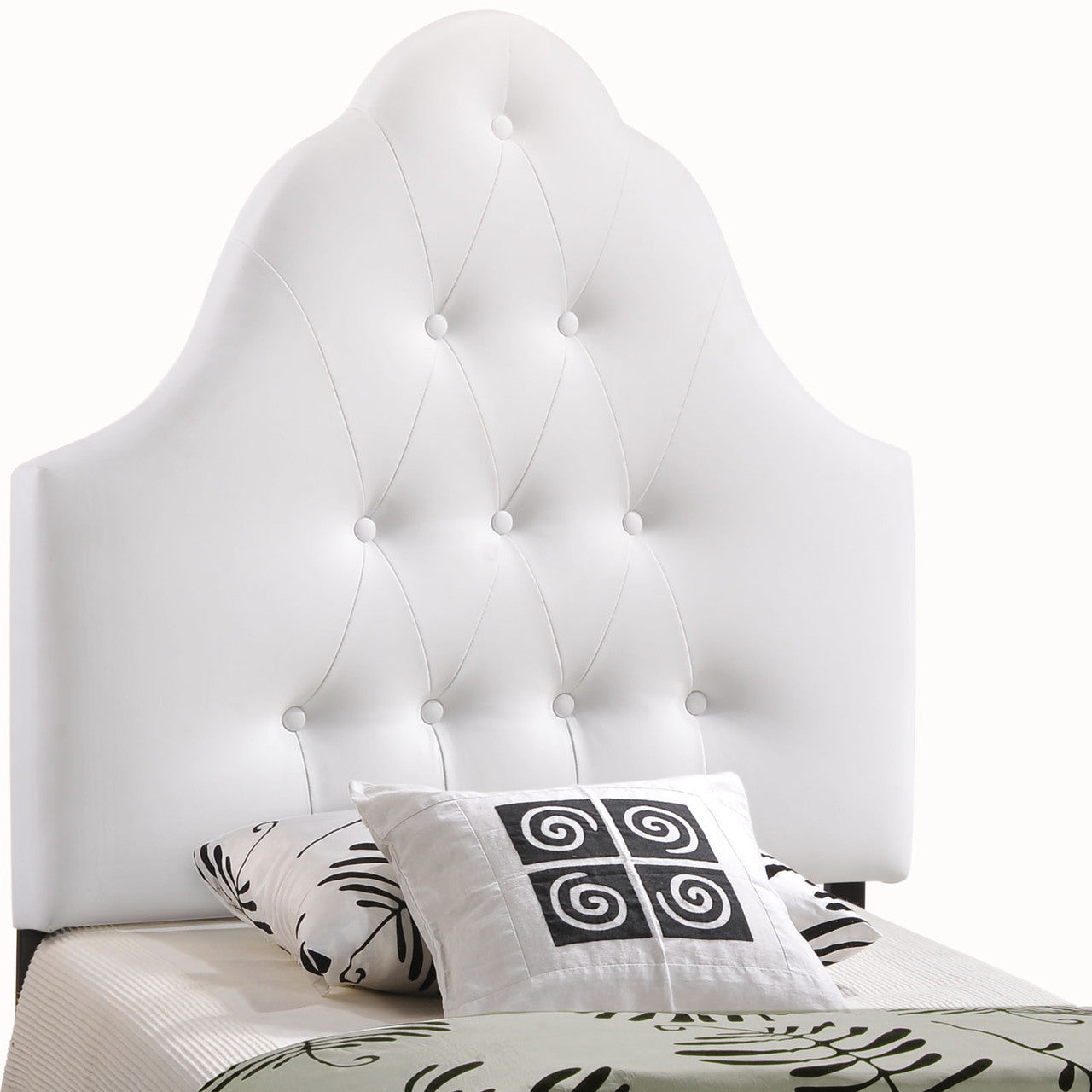 Sovereign Twin Vinyl Headboard, White Faux Leather