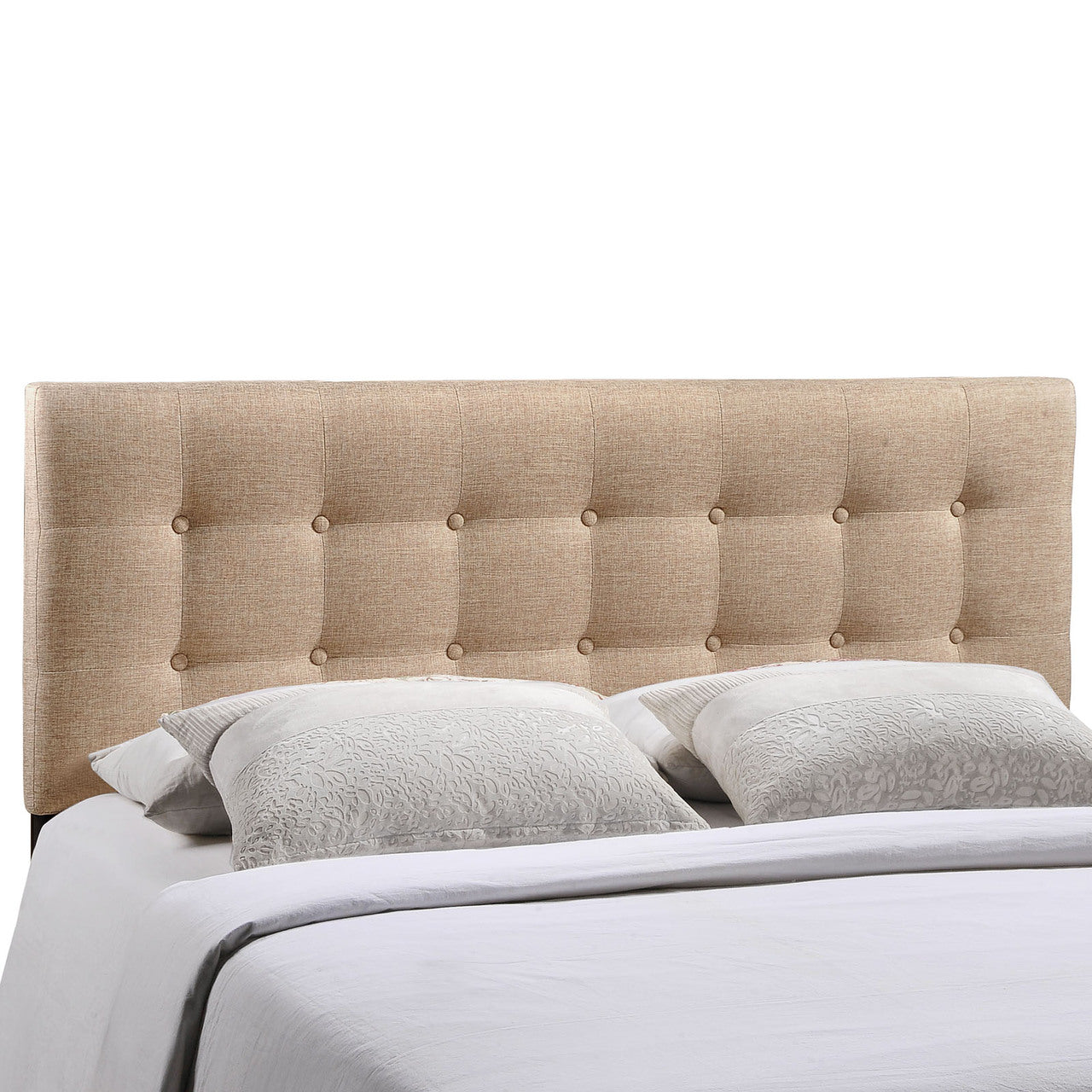 Emily Queen Fabric Headboard, Beige Fabric