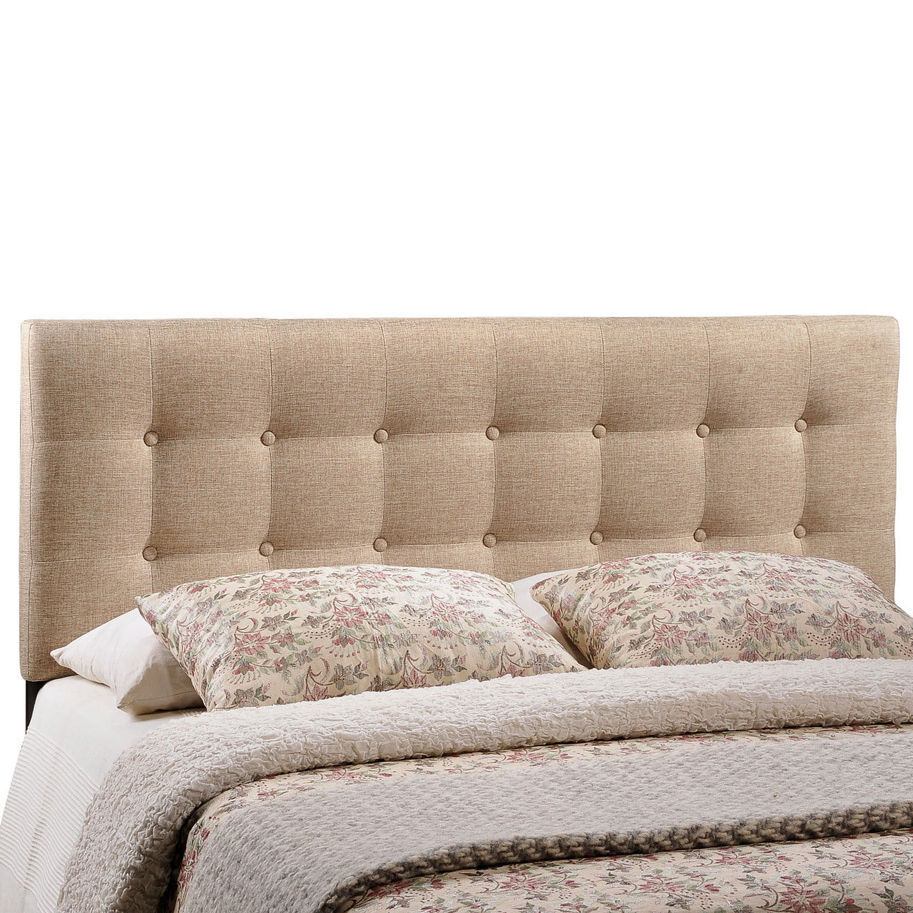 Emily Queen Fabric Headboard, Beige Fabric
