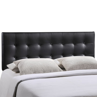 Emily Queen Vinyl Headboard, Black Faux Leather