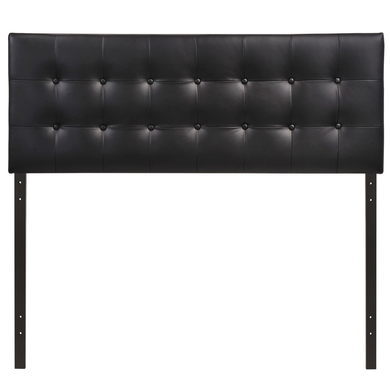 Emily Queen Vinyl Headboard, Black Faux Leather