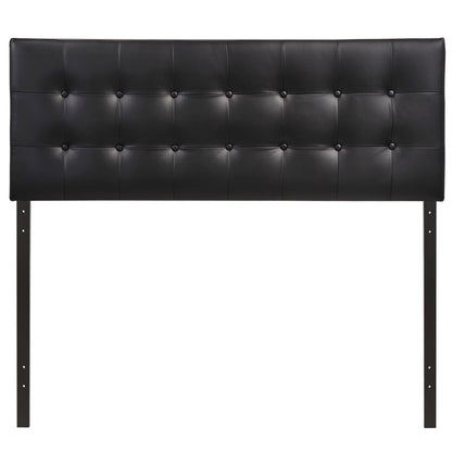 Emily Queen Vinyl Headboard, Black Faux Leather