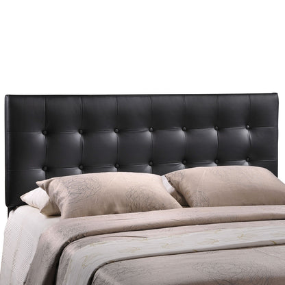 Emily Queen Vinyl Headboard, Black Faux Leather