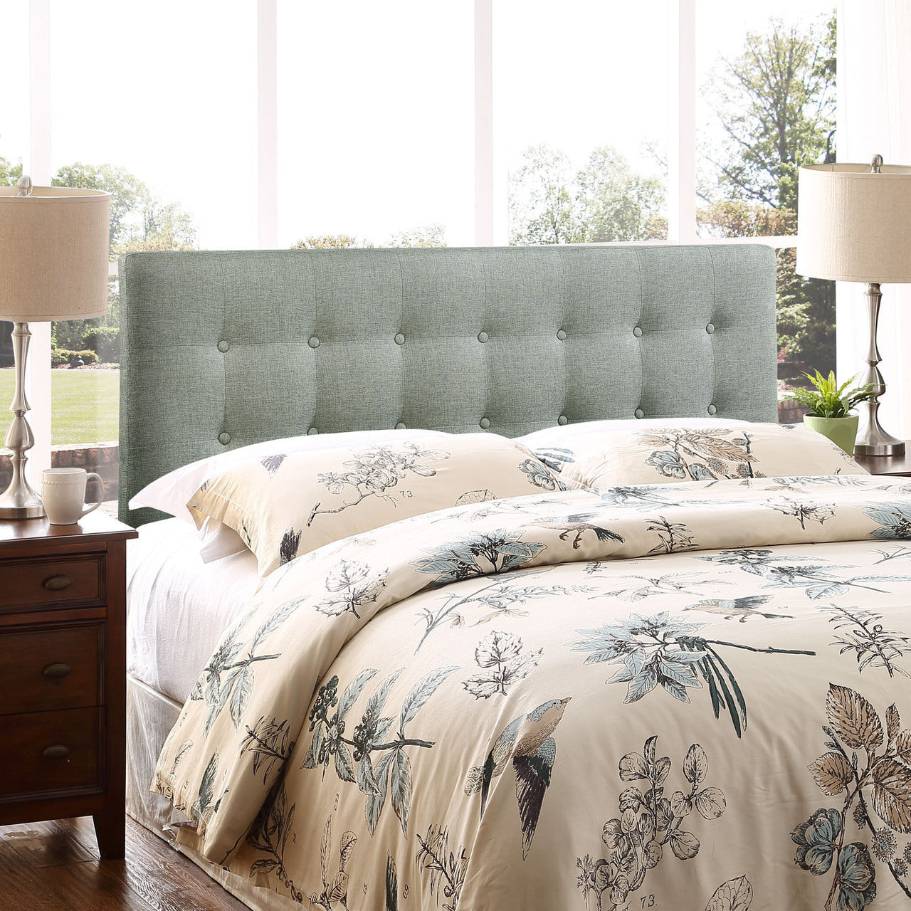 Emily Full Fabric Headboard, Grey Fabric