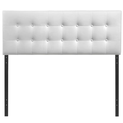 Emily Full Vinyl Headboard, White Faux Leather