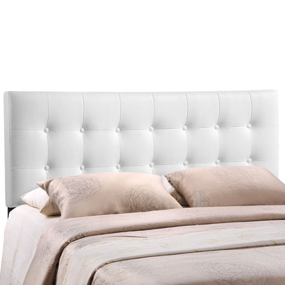 Emily Full Vinyl Headboard, White Faux Leather