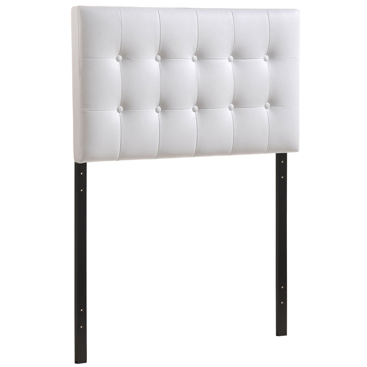 Emily Twin Vinyl Headboard, White Faux Leather