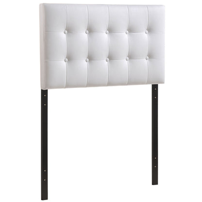 Emily Twin Vinyl Headboard, White Faux Leather