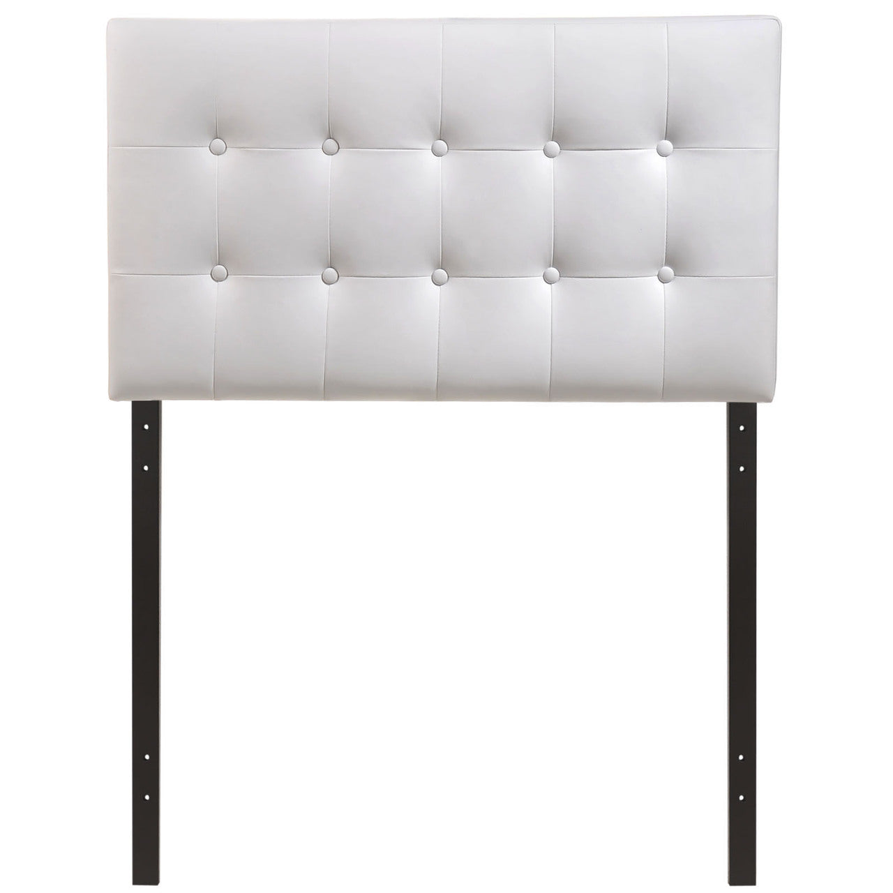 Emily Twin Vinyl Headboard, White Faux Leather