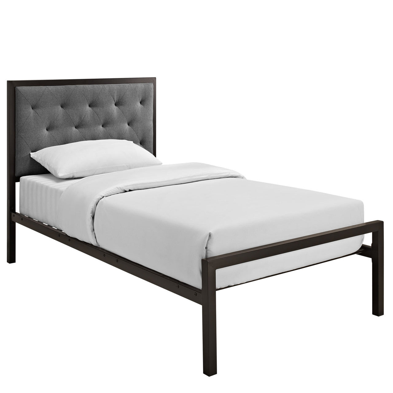 Mia Twin Fabric Bed Frame, Grey Fabric