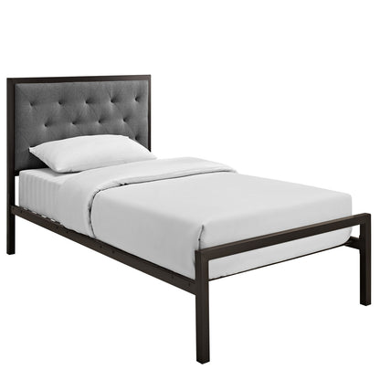 Mia Twin Fabric Bed Frame, Grey Fabric
