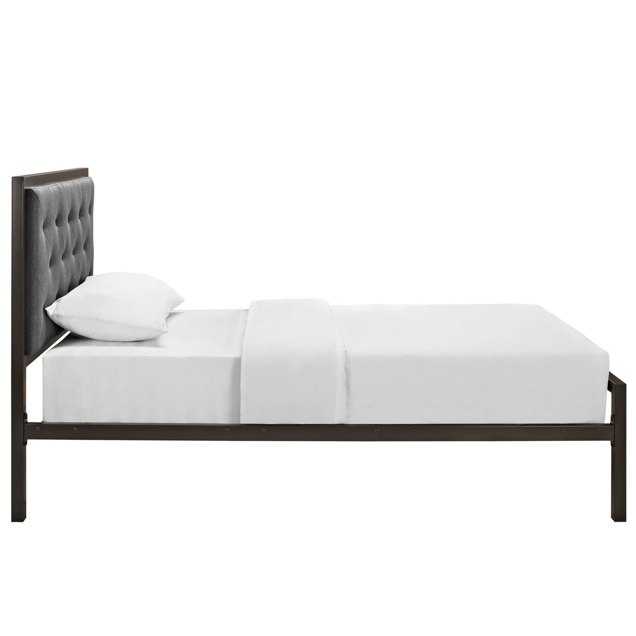 Mia Twin Fabric Bed Frame, Grey Fabric