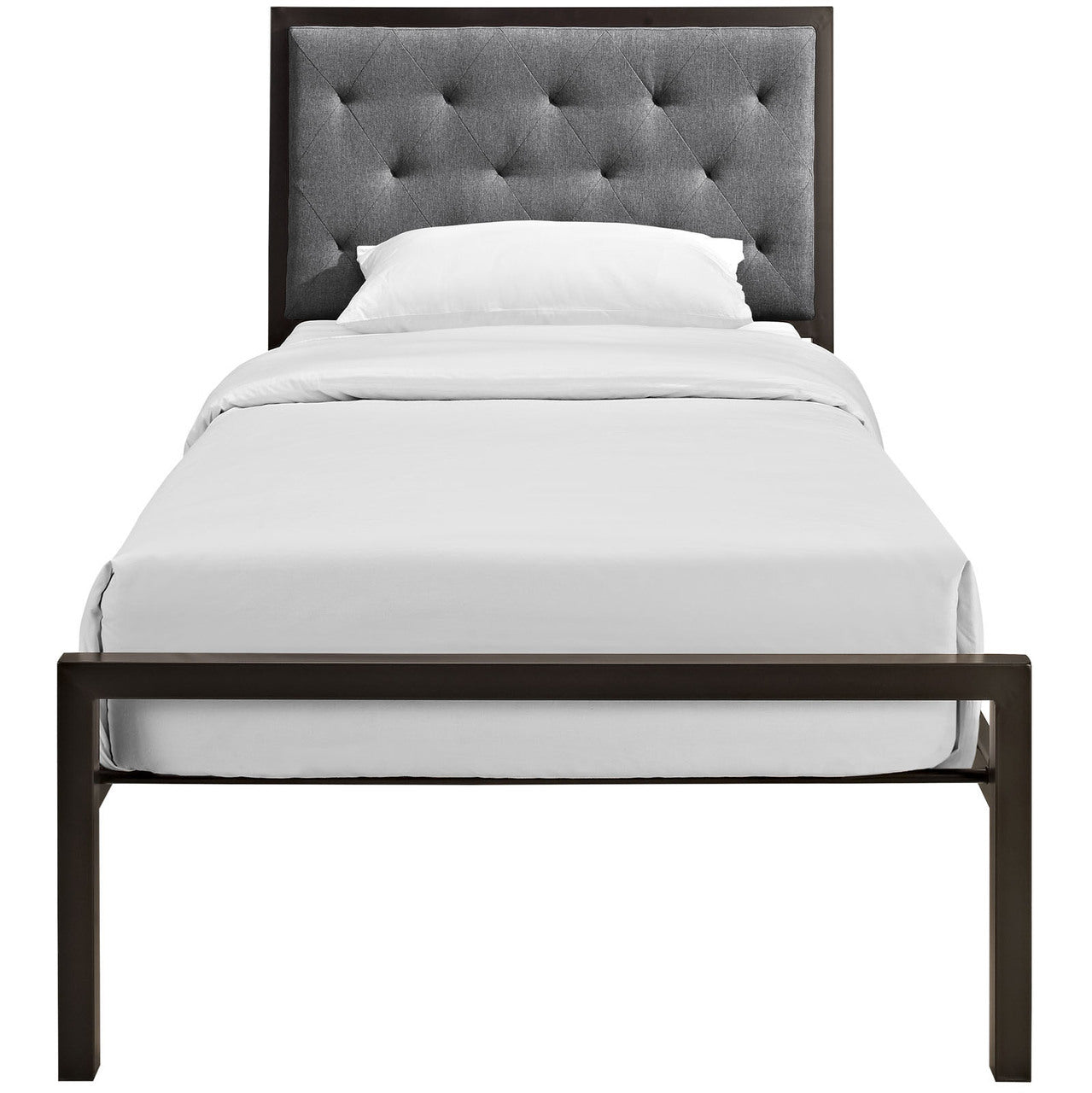 Mia Twin Fabric Bed Frame, Grey Fabric