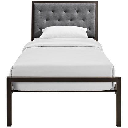Mia Twin Fabric Bed Frame, Grey Fabric