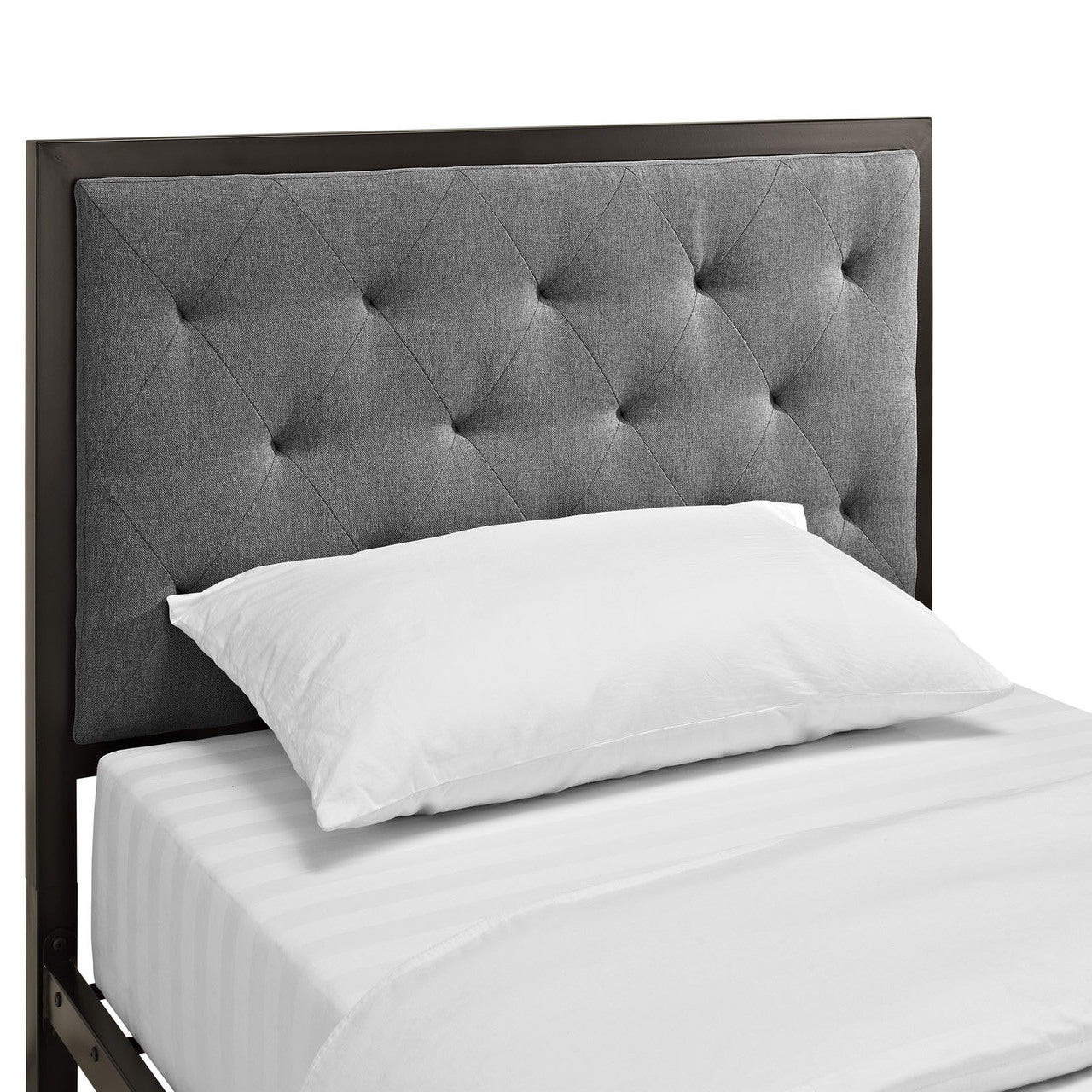 Mia Twin Fabric Bed Frame, Grey Fabric