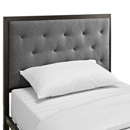 Mia Twin Fabric Bed Frame, Grey Fabric
