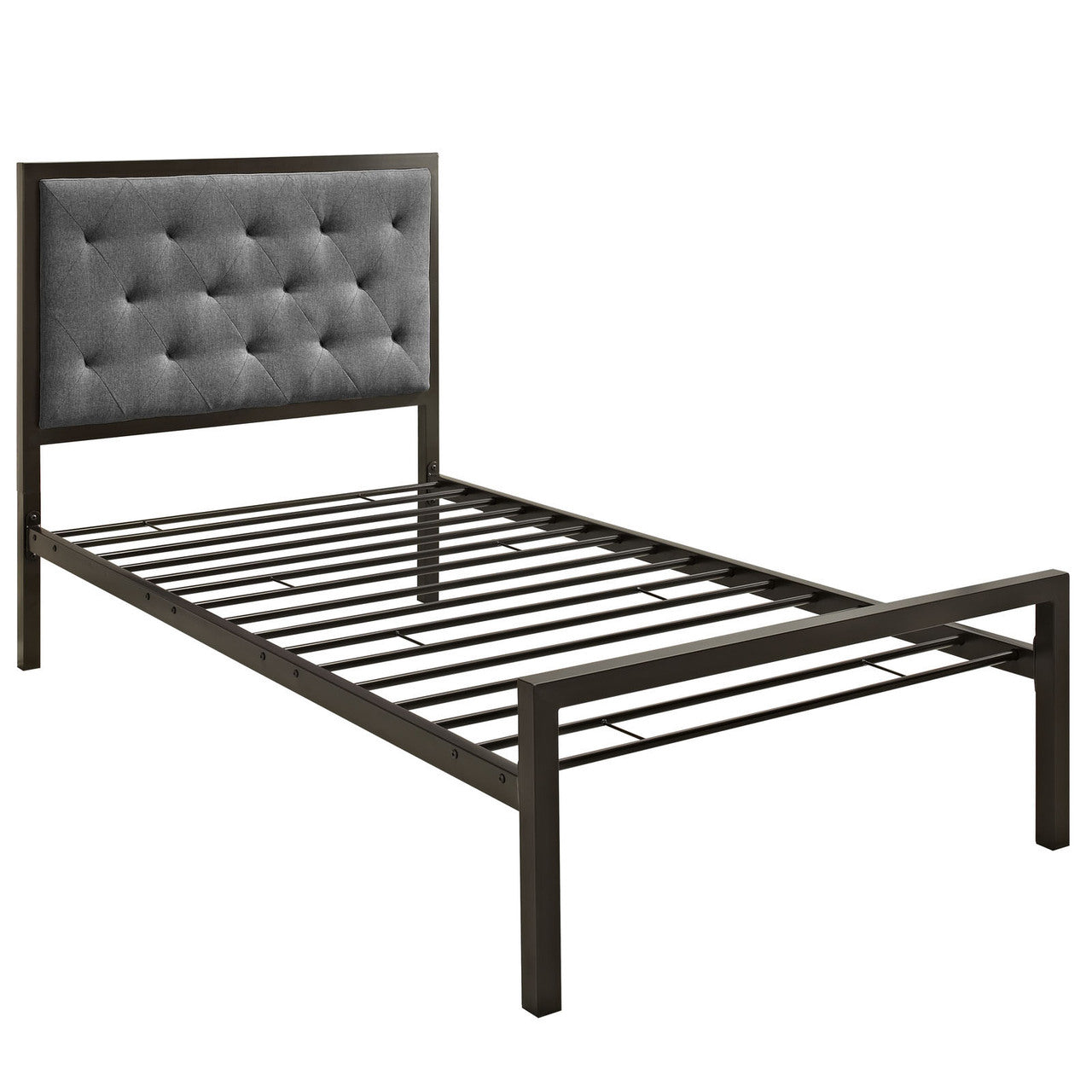 Mia Twin Fabric Bed Frame, Grey Fabric