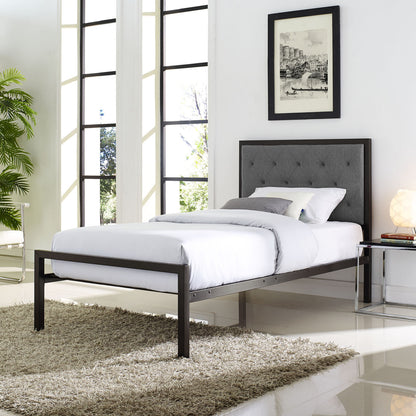 Mia Twin Fabric Bed Frame, Grey Fabric