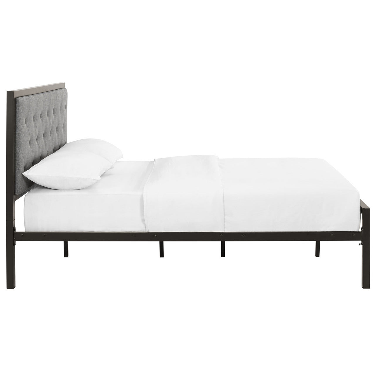 Mia Full Fabric Bed Frame, Grey Fabric