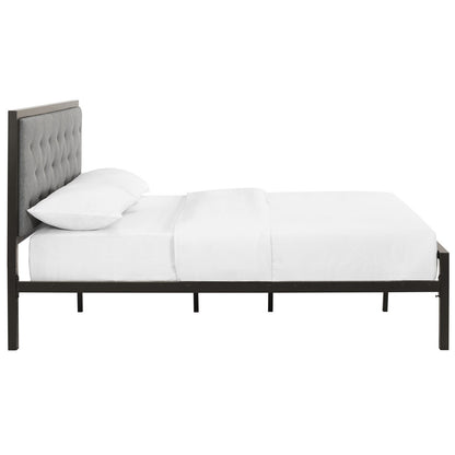 Mia Full Fabric Bed Frame, Grey Fabric