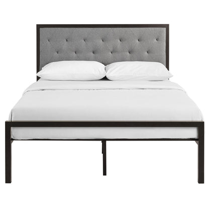 Mia Full Fabric Bed Frame, Grey Fabric