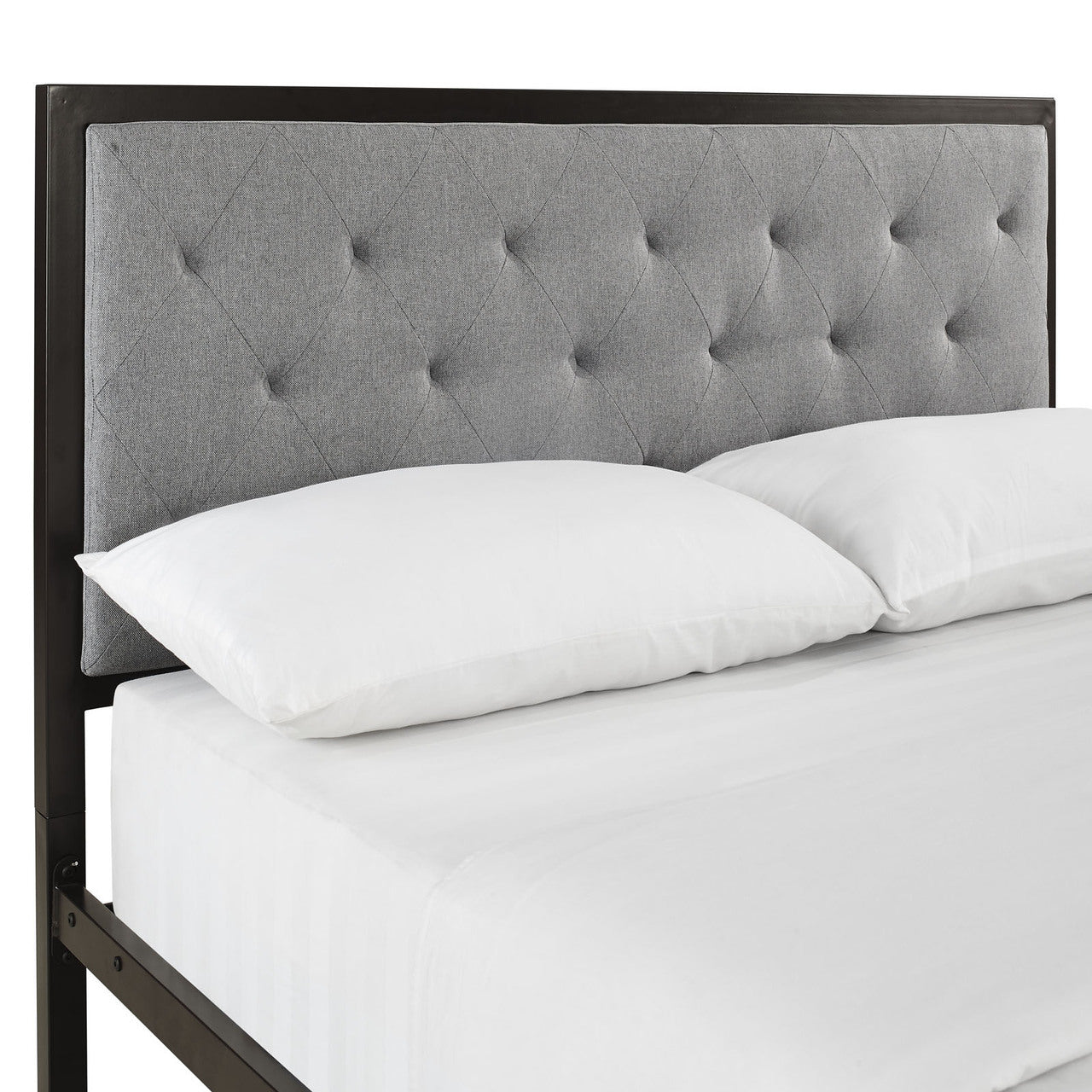 Mia Full Fabric Bed Frame, Grey Fabric