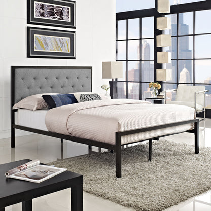 Mia Full Fabric Bed Frame, Grey Fabric