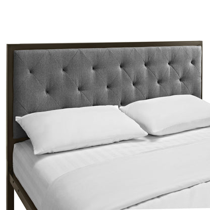 Mia Queen Fabric Bed Frame, Grey Fabric