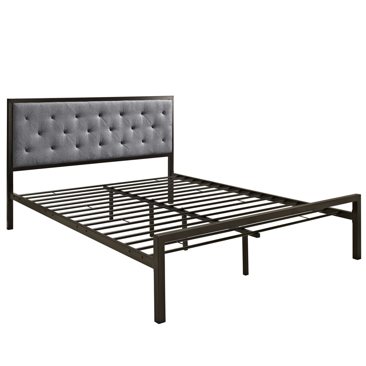 Mia Queen Fabric Bed Frame, Grey Fabric