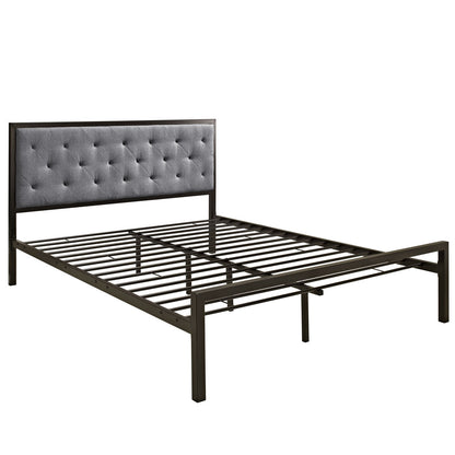 Mia Queen Fabric Bed Frame, Grey Fabric