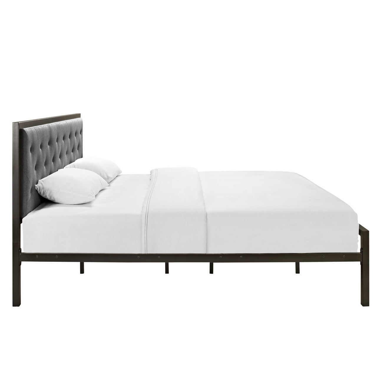 Mia King Fabric Bed Frame, Grey Fabric
