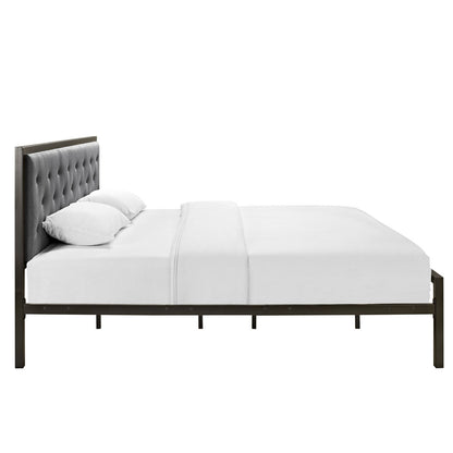 Mia King Fabric Bed Frame, Grey Fabric