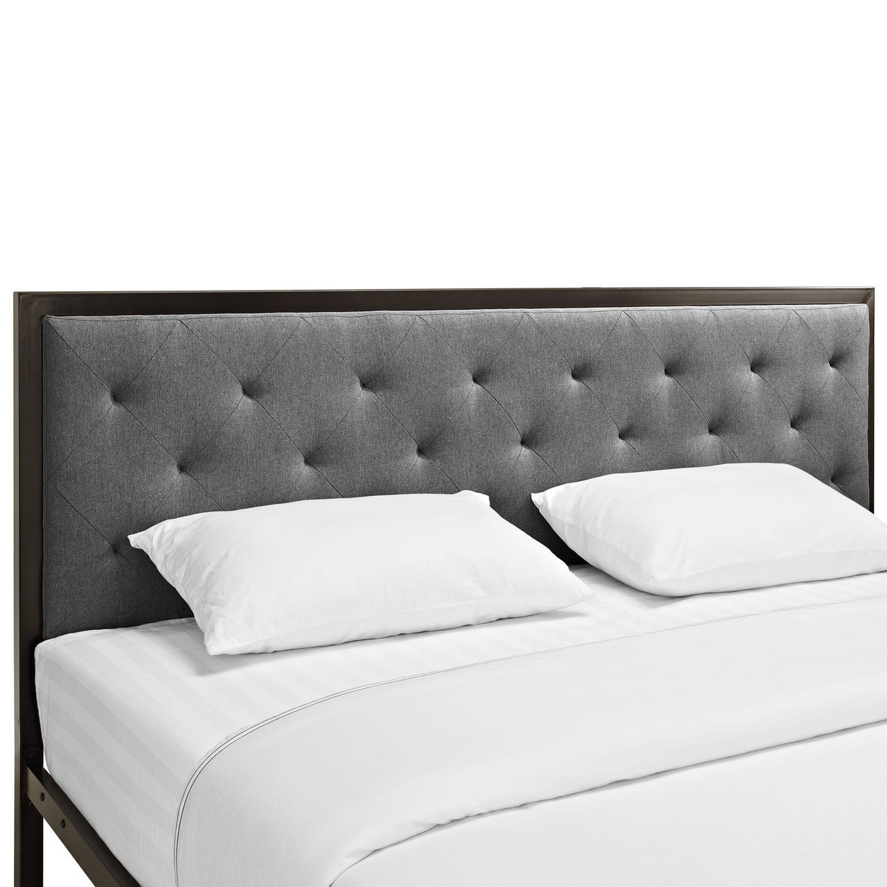 Mia King Fabric Bed Frame, Grey Fabric