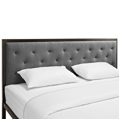 Mia King Fabric Bed Frame, Grey Fabric
