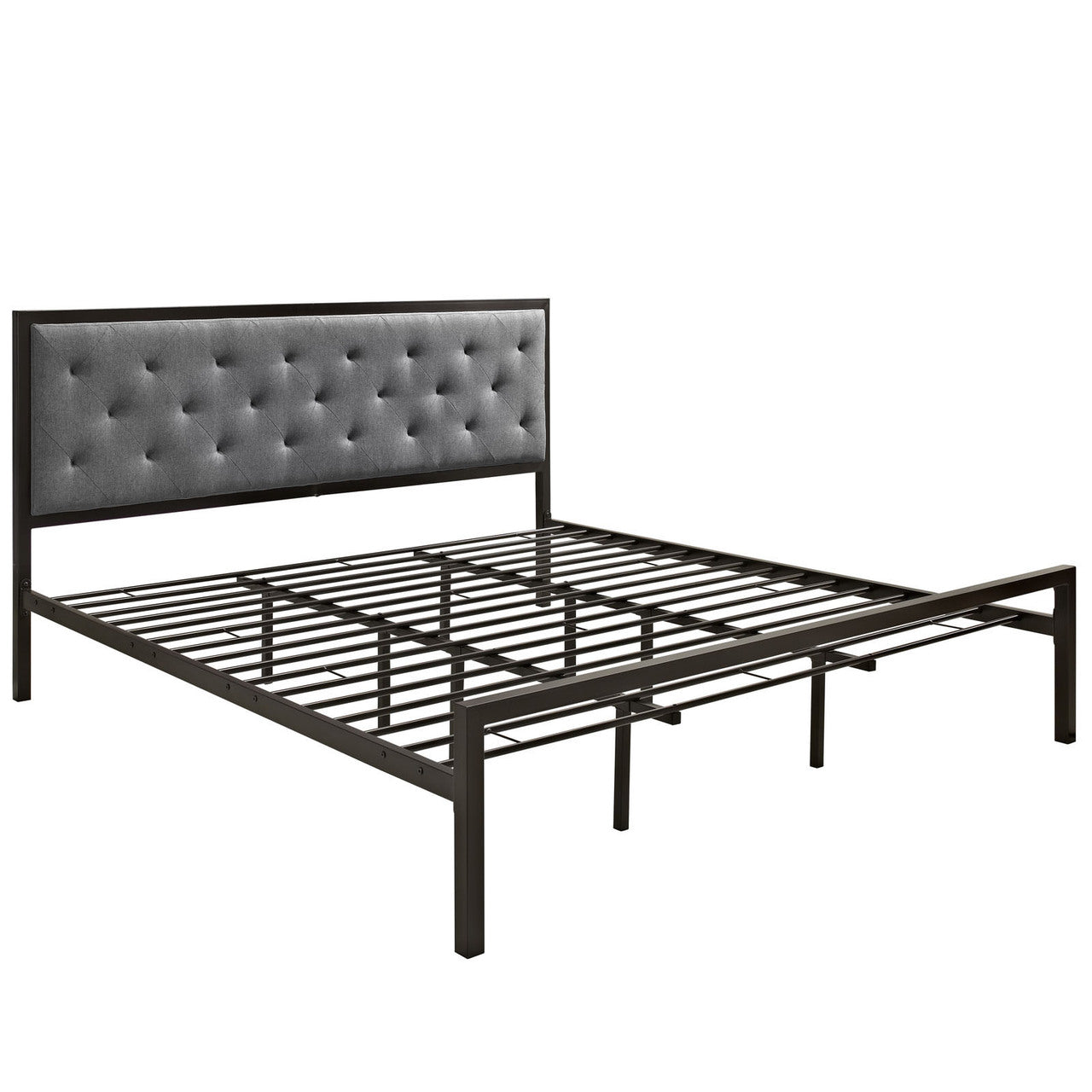 Mia King Fabric Bed Frame, Grey Fabric